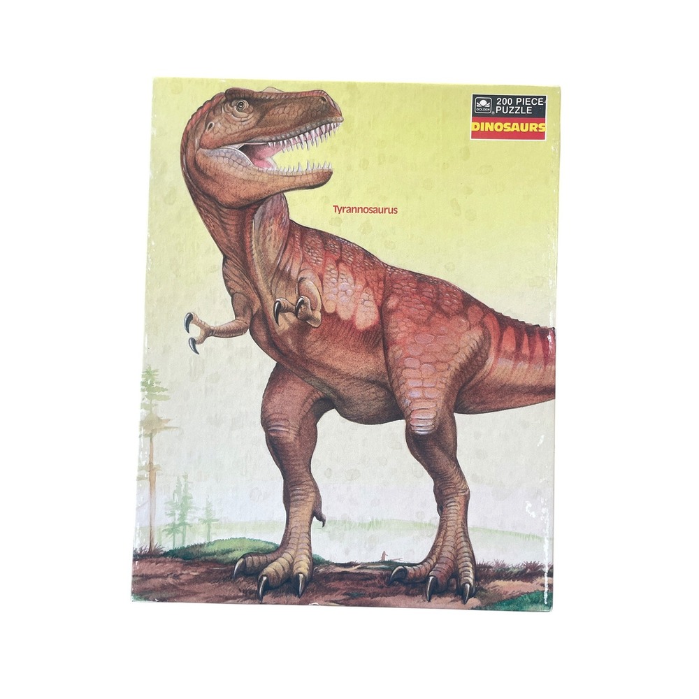 Golden Dinosaurs Jigsaw Puzzle Kids Brown Tyrannosaurus Rex 200pc 1988 Vintage